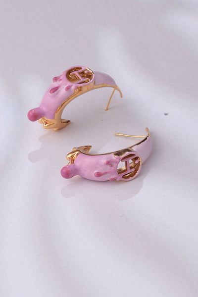 Outhouse Drip Oh Kaybug Hoops In Bubblegum Pink indian designer jewellery fashion online shopping melange singapore