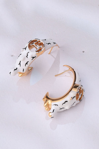 Outhouse Drip Oh Kaybug Hoops In Patterned Milky White indian designer jewellery fashion online shopping melange singapore