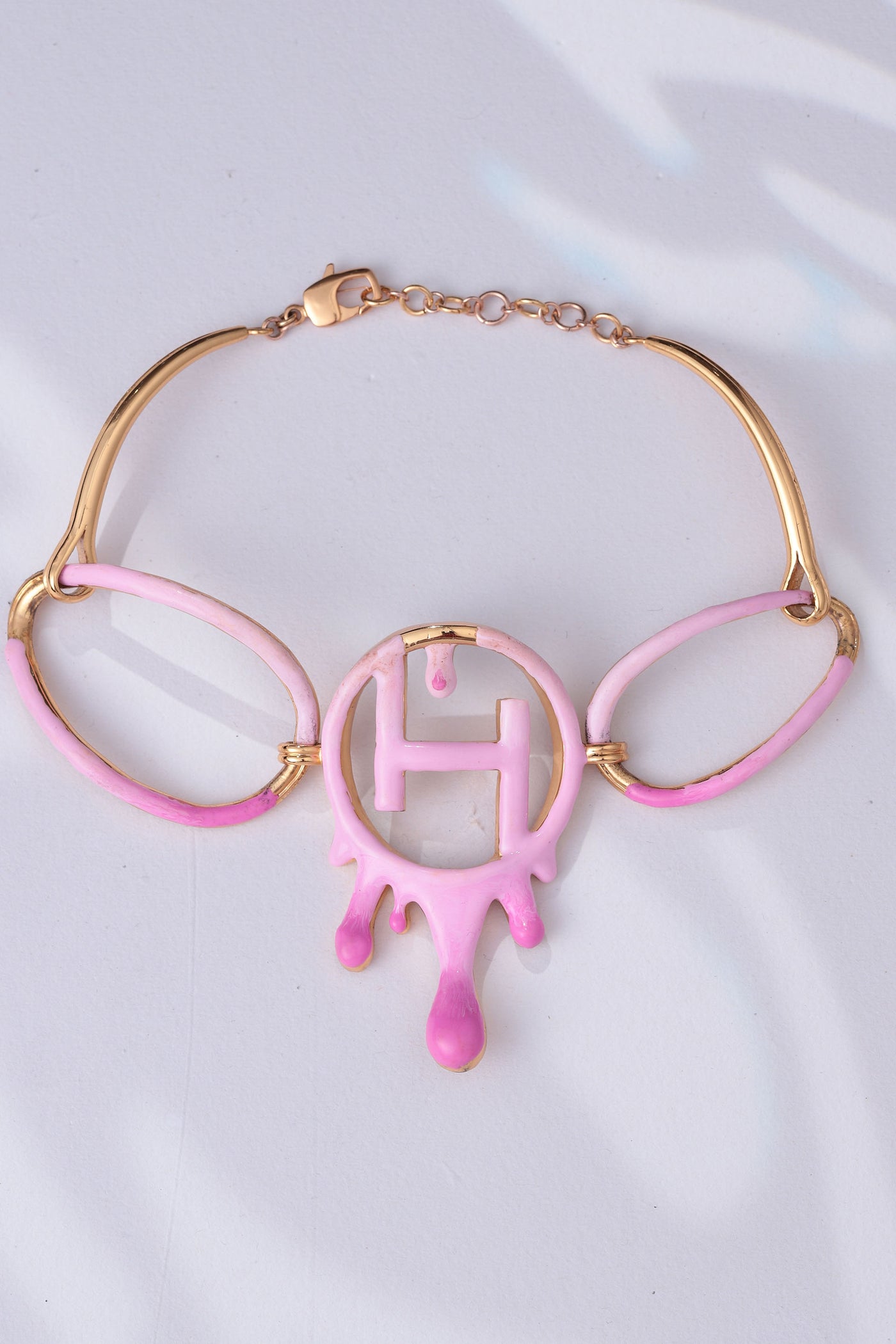 Outhouse Drip Oh Link Choker In Bubblegum Pink indian designer jewellery fashion online shopping melange singapore