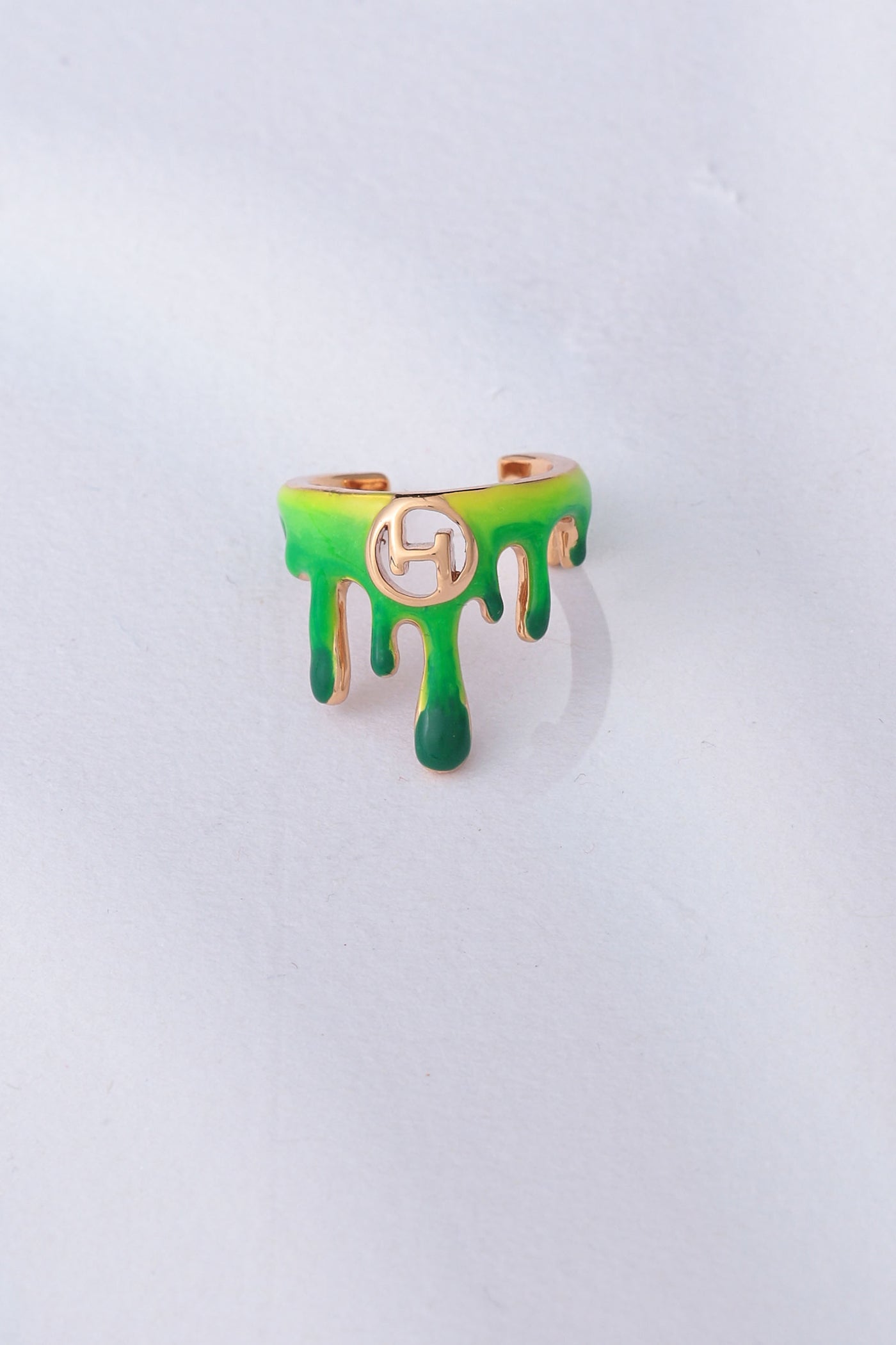 Drip Oh Midi Ring In Acid Green