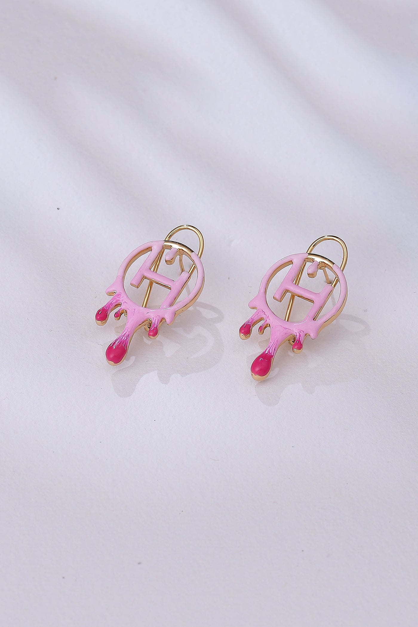Outhouse Drip Oh Mini Earrings In Dual Tone Bubblegum Pink indian designer jewellery fashion online shopping melange singapore