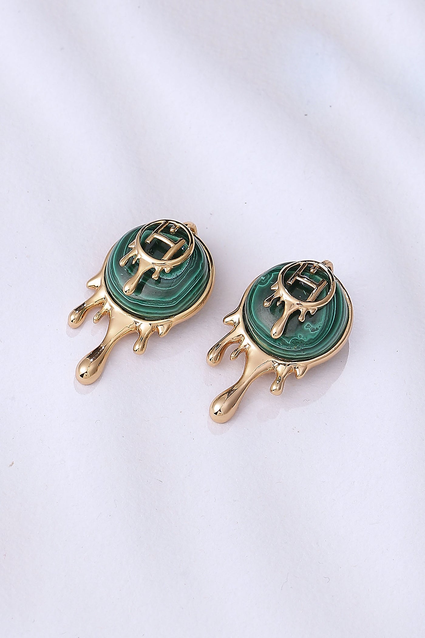 Drip Oh Palescent Malachite Stud Earrings