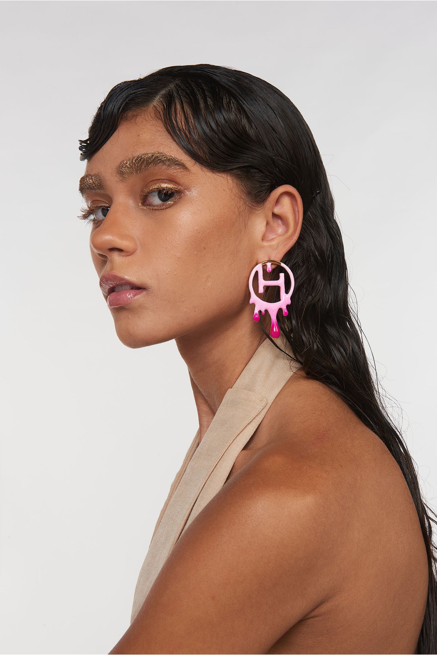 Outhouse Jewellery Drip OH Maxi Earrings In Bubblegum Pink  Fashion Jewellery Online Shopping Melange Singapore Indian Designer Wear