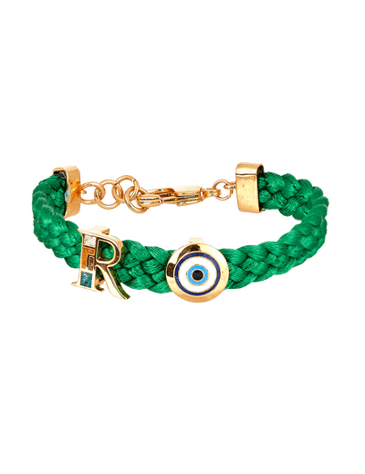 Infini Thread of Protego Bracelet, Shamrock Green And Gold With Personalized Initials