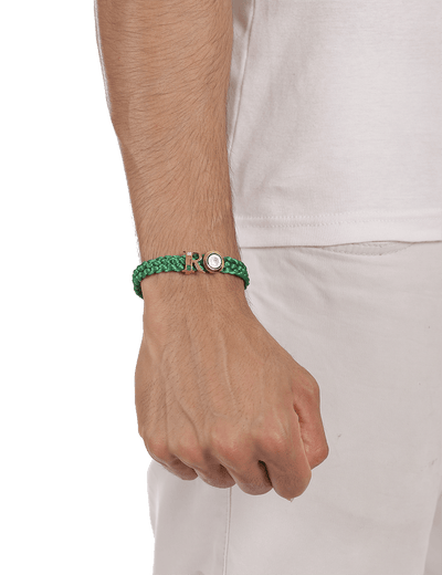 Infini Thread of Protego Bracelet, Shamrock Green And Gold With Personalized Initials