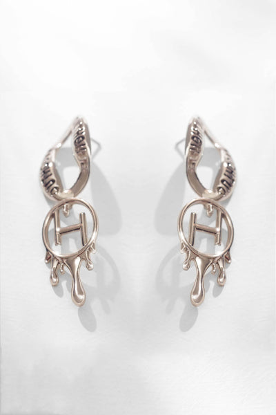 Outhouse Jewellery Drip "OH" Loop Earrings In Silver Finish  Fashion Jewellery Online Shopping Melange Singapore Indian Designer Wear