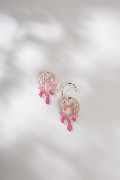 Outhouse Jewellery Drip OH Maxi Earrings In Bubblegum Pink  Fashion Jewellery Online Shopping Melange Singapore Indian Designer Wear