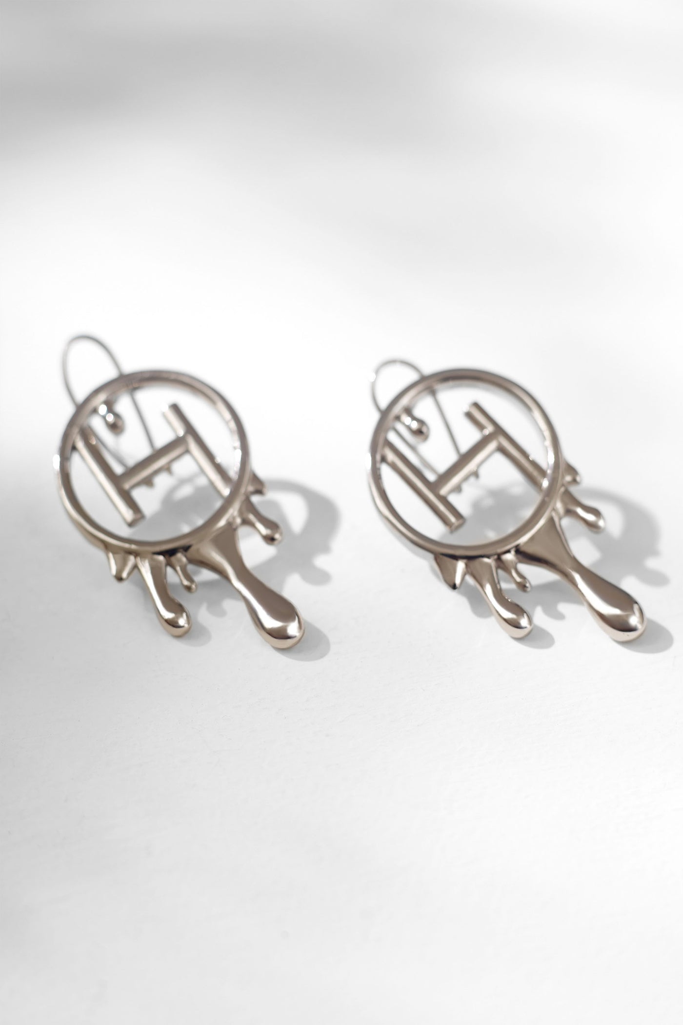 Outhouse Jewellery Drip "OH" Mini Earrings In Silver Finish Fashion Jewellery Online Shopping Melange Singapore Indian Designer Wear