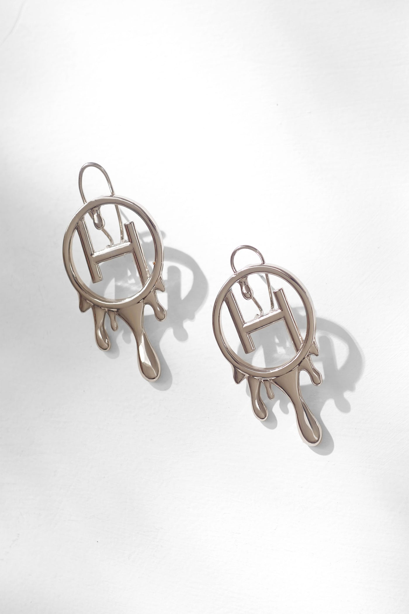 Outhouse Jewellery Drip "OH" Mini Earrings In Silver Finish Fashion Jewellery Online Shopping Melange Singapore Indian Designer Wear