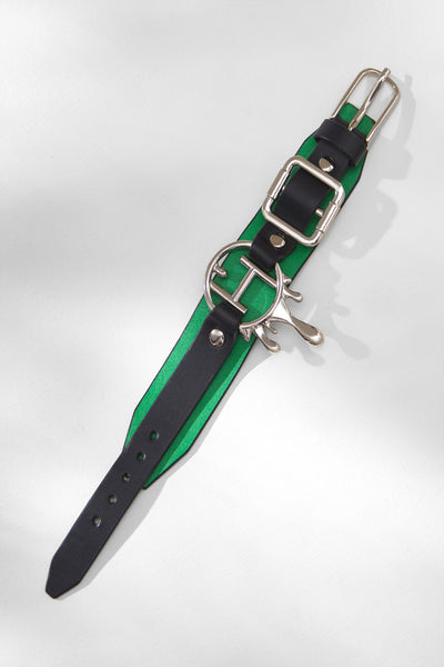  Outhouse Jewellery Drip "OH" Monogrammed Leather Bracelet In Emerald Green Fashion Jewellery Online Shopping Melange Singapore Indian Designer Wear