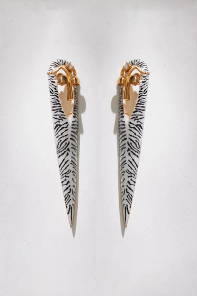 Outhouse Jewellery Gavi Spicule Earring In Zebra Enamel Finish  Fashion Jewellery Online Shopping Melange Singapore Indian Designer Wear