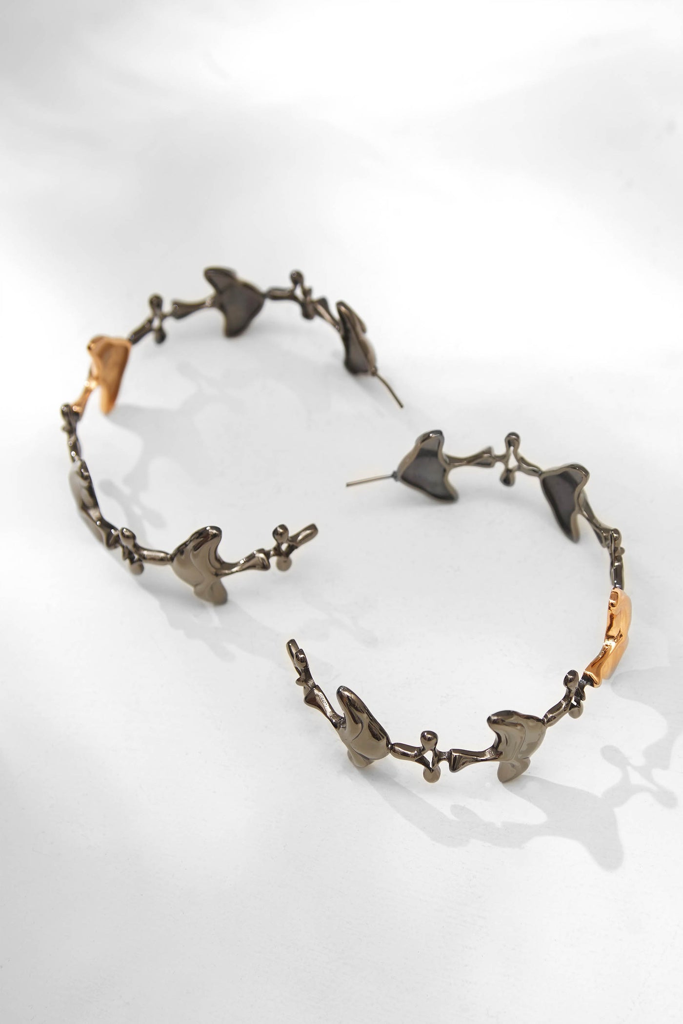 Outhouse Jewellery Shroomhead Hoops In Dual Tone Finish Fashion Jewellery Online Shopping Melange Singapore Indian Designer Wear