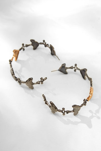 Outhouse Jewellery Shroomhead Hoops In Dual Tone Finish Fashion Jewellery Online Shopping Melange Singapore Indian Designer Wear