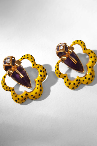 Outhouse Jewellery The Gavi Bloom Yellow Kaybug Studs Fashion Jewellery Online Shopping Melange Singapore Indian Designer Wear