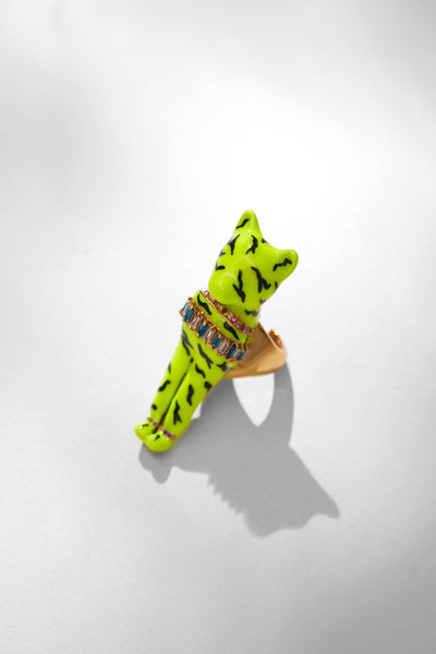 Outhouse Jewellery The Kitten Kidult Ring In Electric Yellow   Fashion Jewellery Online Shopping Melange Singapore Indian Designer Wear