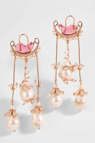 Outhouse Le Cleo Dewdrop Earrings In Vintage Rose jewellery indian designer wear online shopping melange singapore