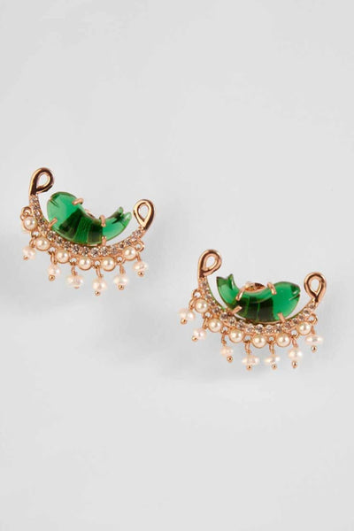 Outhouse Le Cleo Stud Earrings In Jade Green jewellery indian designer wear online shopping melange singapore