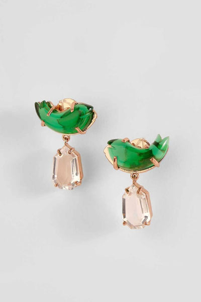 Outhouse Le Cleo drop Earrings in jade green jewellery indian designer wear online shopping melange singapore