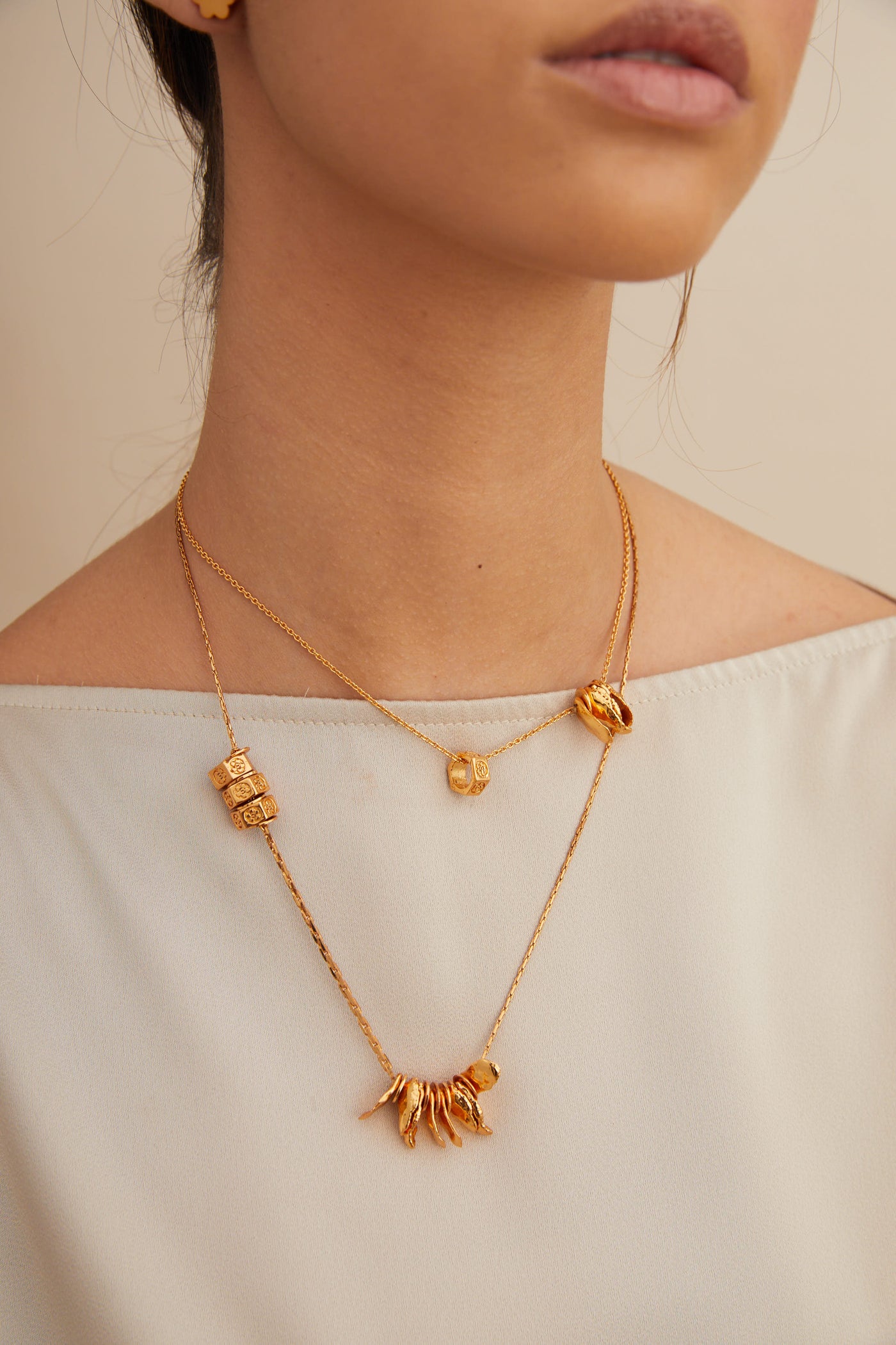 Outhouse jewellery OH Poppi Bolt Layered Necklace gold online shopping melange singapore indian designer wear