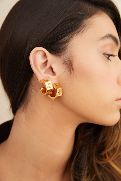 Outhouse jewellery OH Poppi Bolt Mini Hoops gold online shopping melange singapore indian designer wear