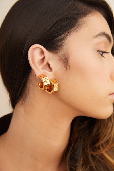Outhouse jewellery OH Poppi Bolt Mini Hoops gold online shopping melange singapore indian designer wear