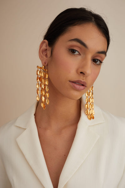 Outhouse jewellery OH Poppi Dewdrop Statement Earrings gold online shopping melange singapore indian designer wear