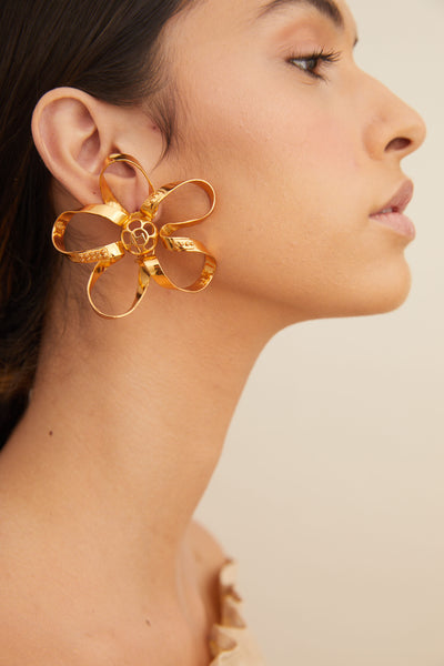 Outhouse OH Poppi Lace Stud Earrings gold online shopping melange singapore indian designer wear