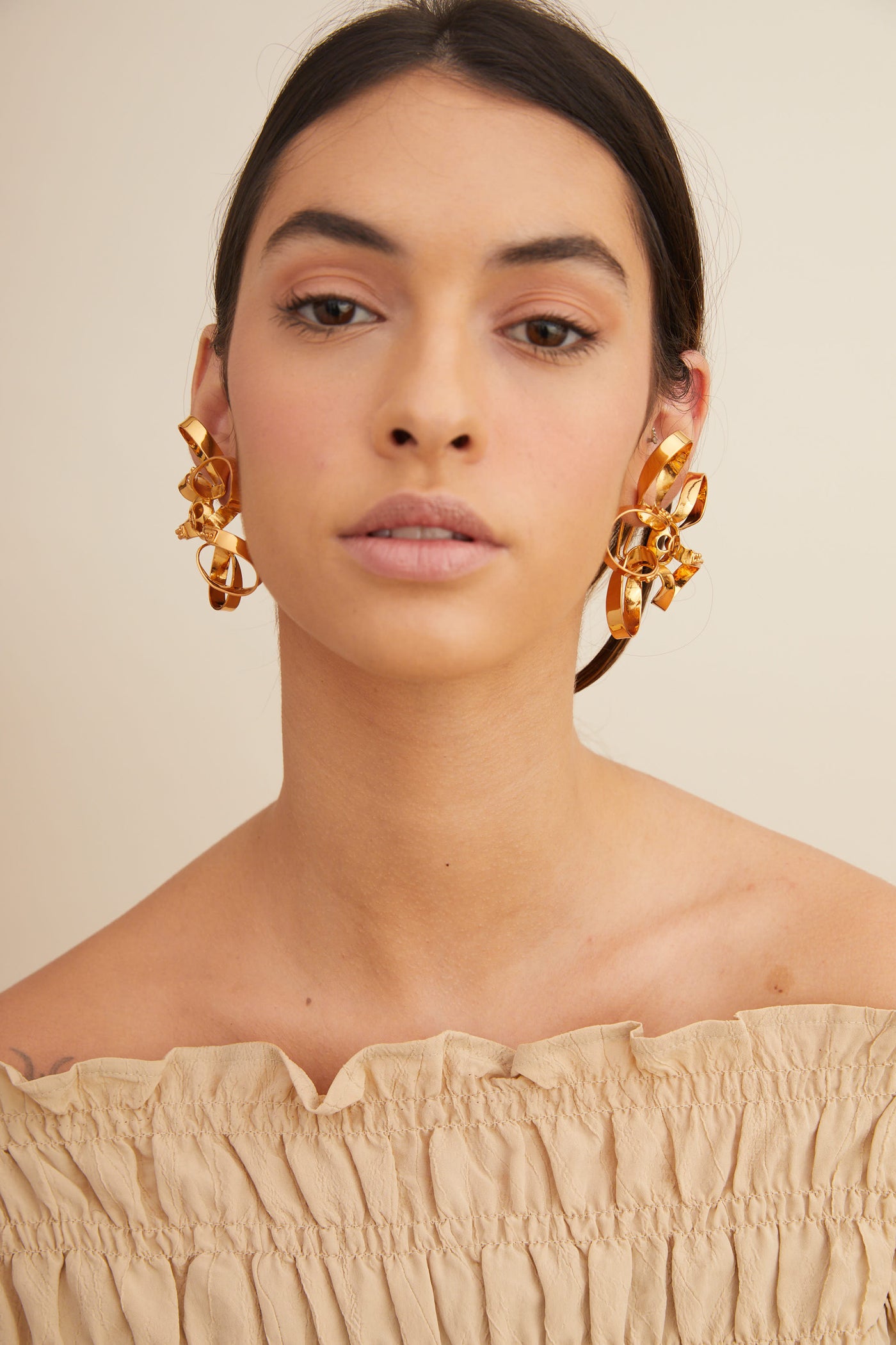 Outhouse OH Poppi Lace Stud Earrings gold online shopping melange singapore indian designer wear