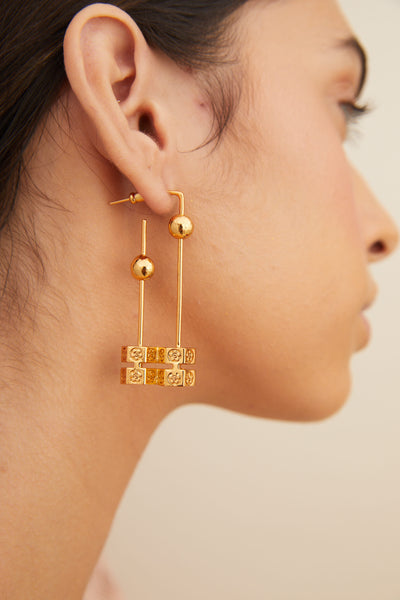 Outhouse jewellery OH Poppi Quatro Drop Hoops gold online shopping melange singapore indian designer wear