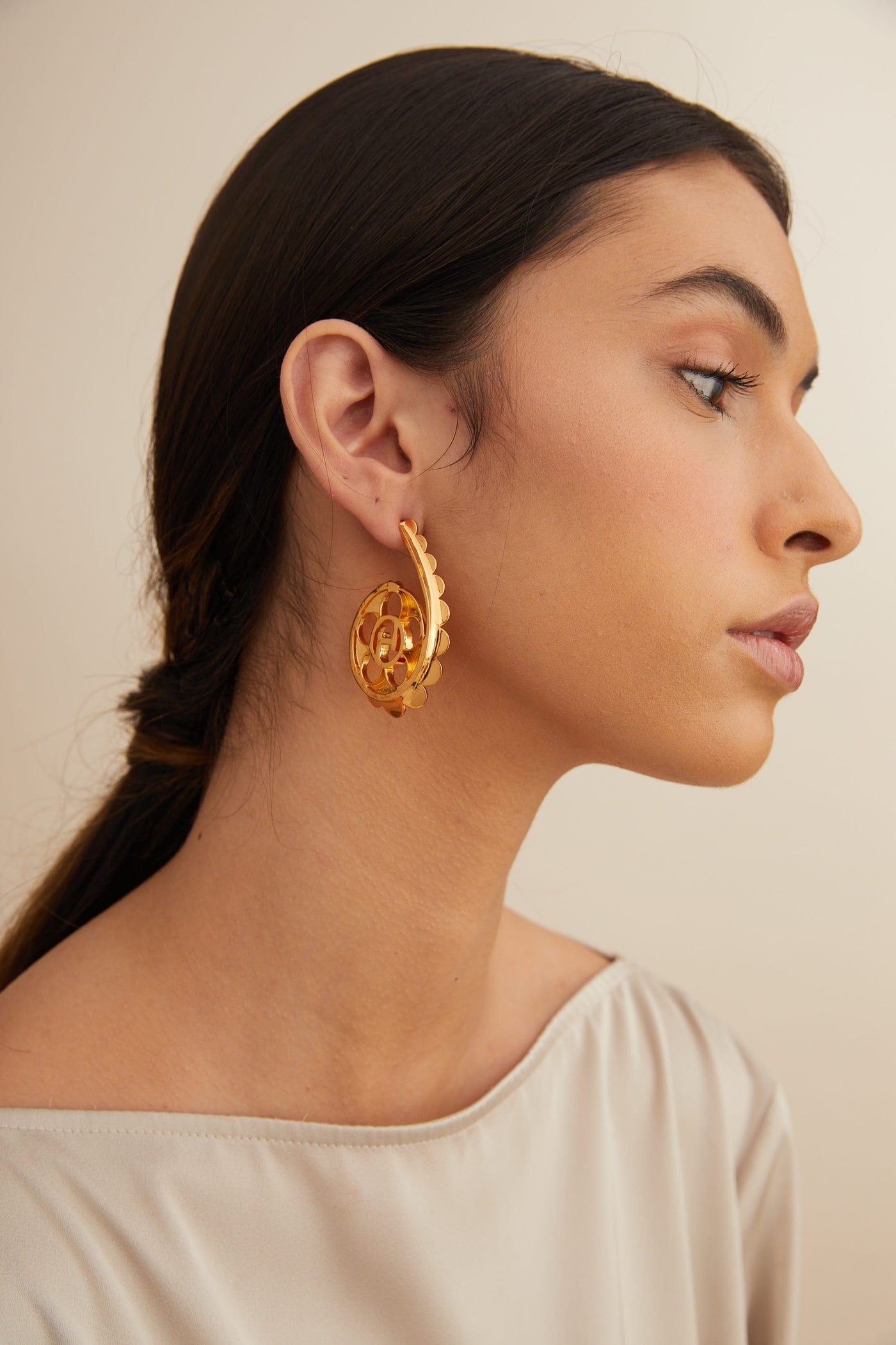 outhouse jewellery OH Poppi Scallop Hoop Earrings gold online shopping melange singapore indian designer wear