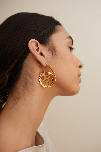 outhouse jewellery OH Poppi Scallop Hoop Earrings gold online shopping melange singapore indian designer wear