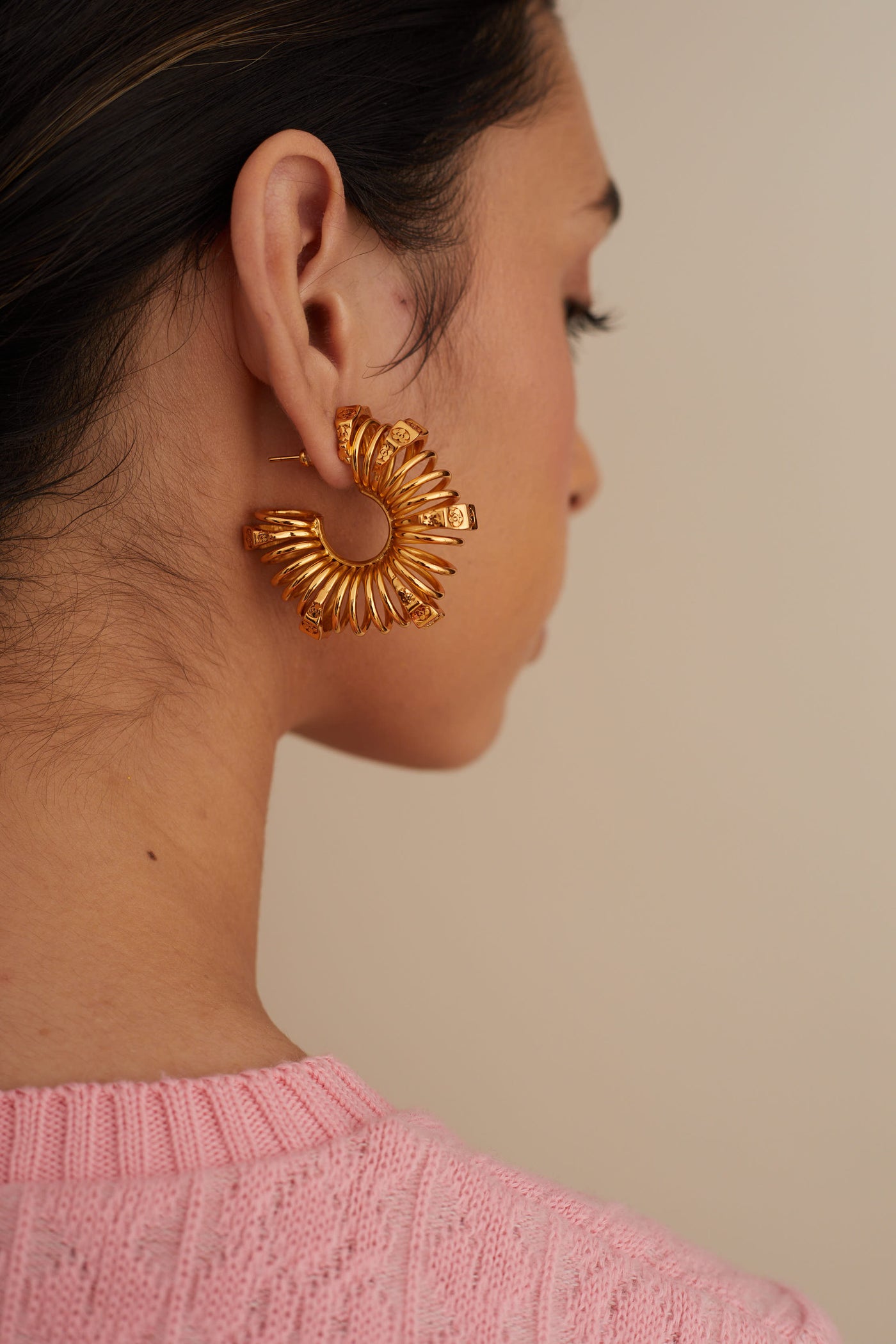 Outhouse jewellery OH Poppi Spring Hoop Earrings gold online shopping melange singapore indian designer wear