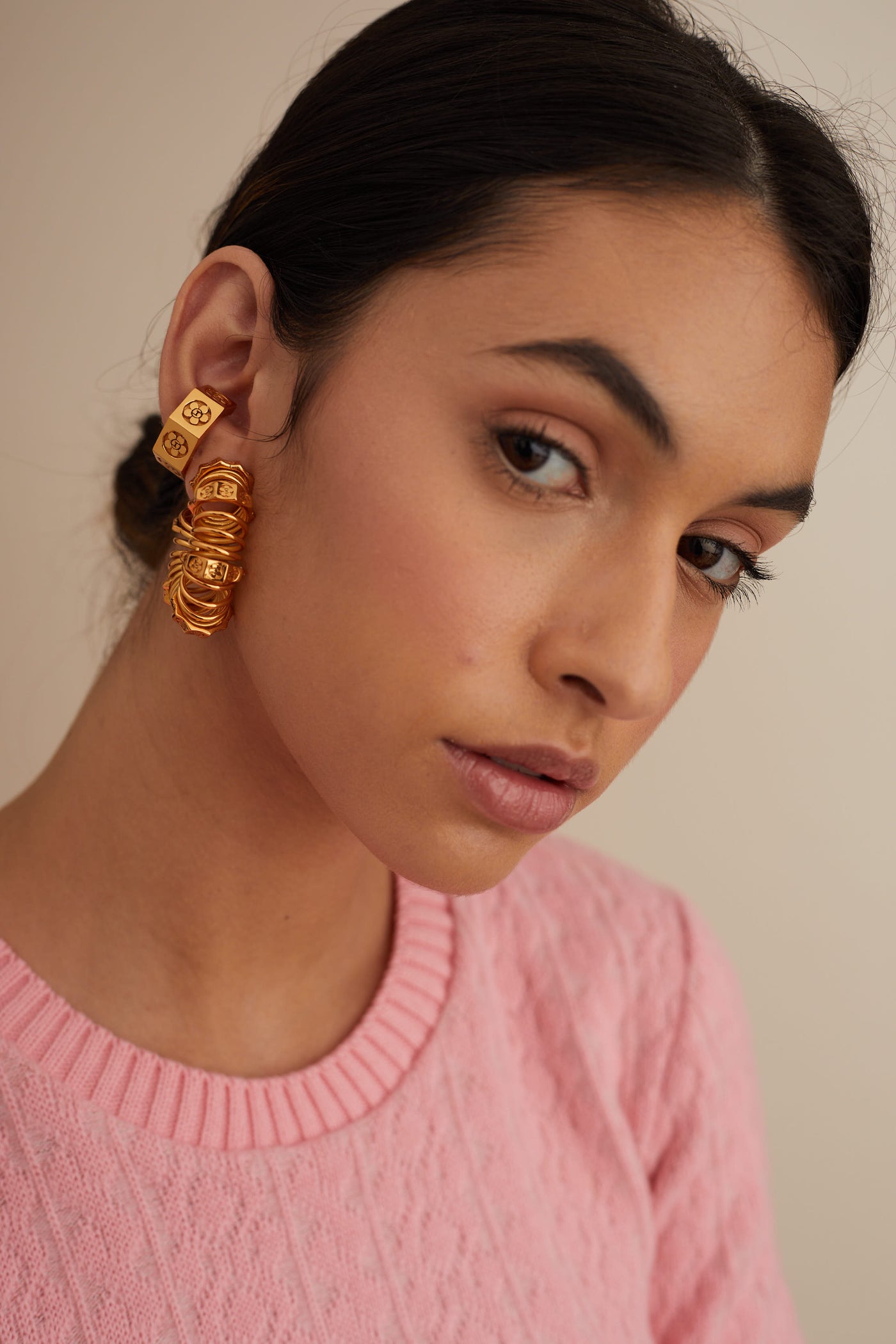 Outhouse jewellery OH Poppi Spring Hoop Earrings gold online shopping melange singapore indian designer wear