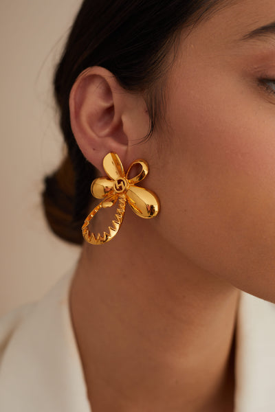 Outhouse jewellery OH Poppi Tuberose Stud Earrings gold online shopping melange singapore indian designer wear