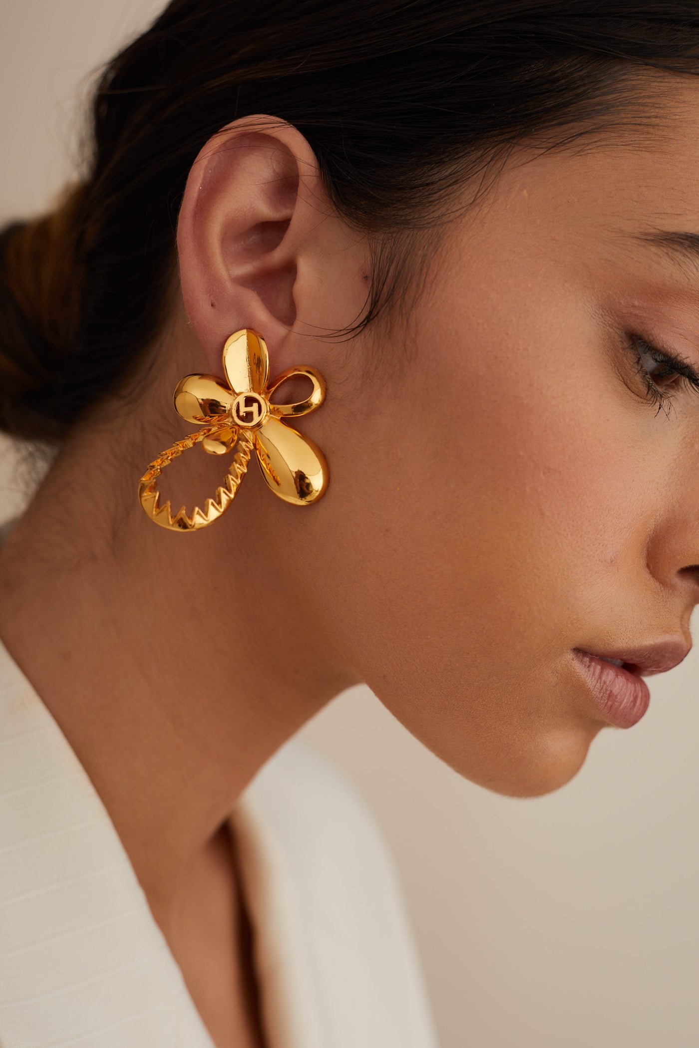 Outhouse jewellery OH Poppi Tuberose Stud Earrings gold online shopping melange singapore indian designer wear