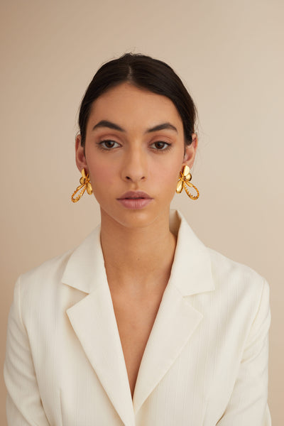 Outhouse jewellery OH Poppi Tuberose Stud Earrings gold online shopping melange singapore indian designer wear