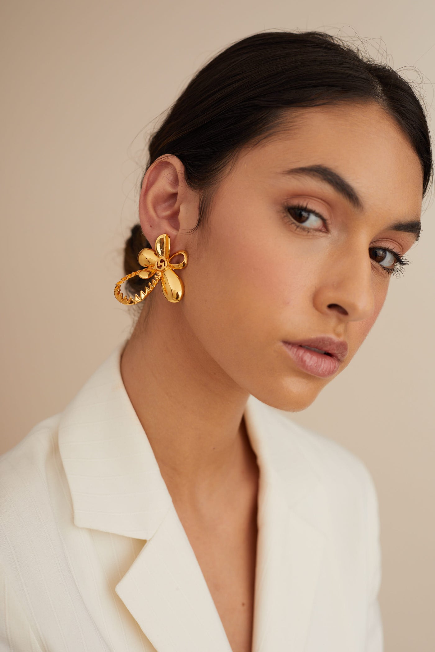 Outhouse jewellery OH Poppi Tuberose Stud Earrings gold online shopping melange singapore indian designer wear