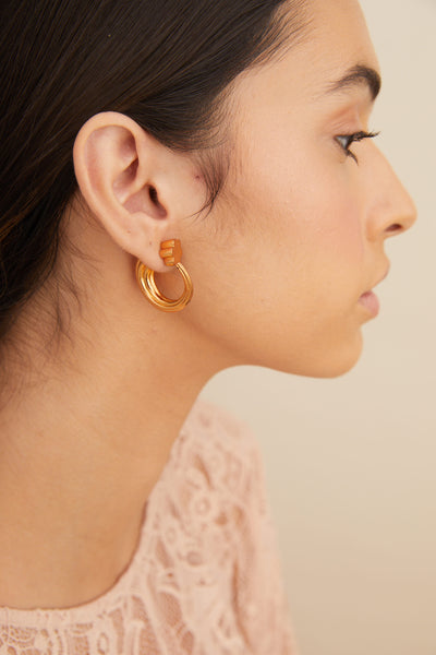 Outhouse jewellery OH Poppi Tuscon Hoop Earrings gold online shopping melange singapore indian designer wear