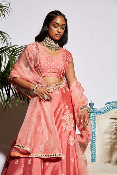 sva by sonam and paras modi Pink Assorted Butta Lehenga Set wedding bridal indian designer wear online shopping melange singapore