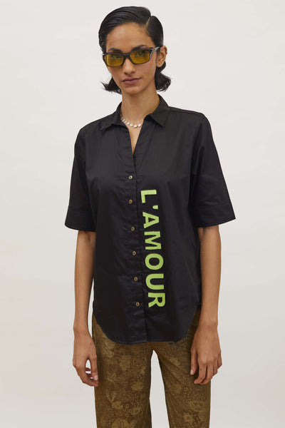 Pallavi Swadi Black Neon L'Amour Shirt indian designer wear womenswear online shopping melange singapore