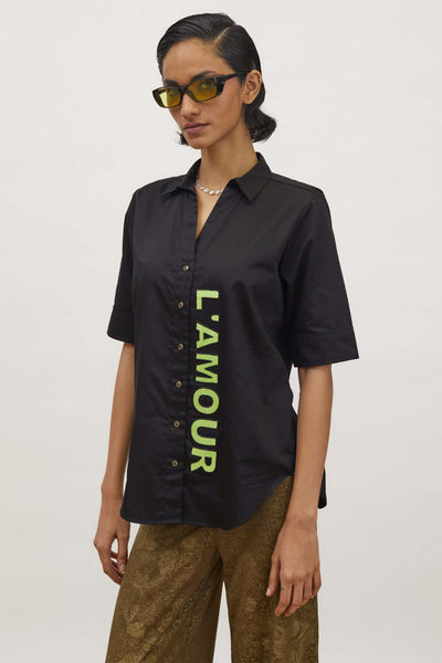 Pallavi Swadi Black Neon L'Amour Shirt indian designer wear womenswear online shopping melange singapore