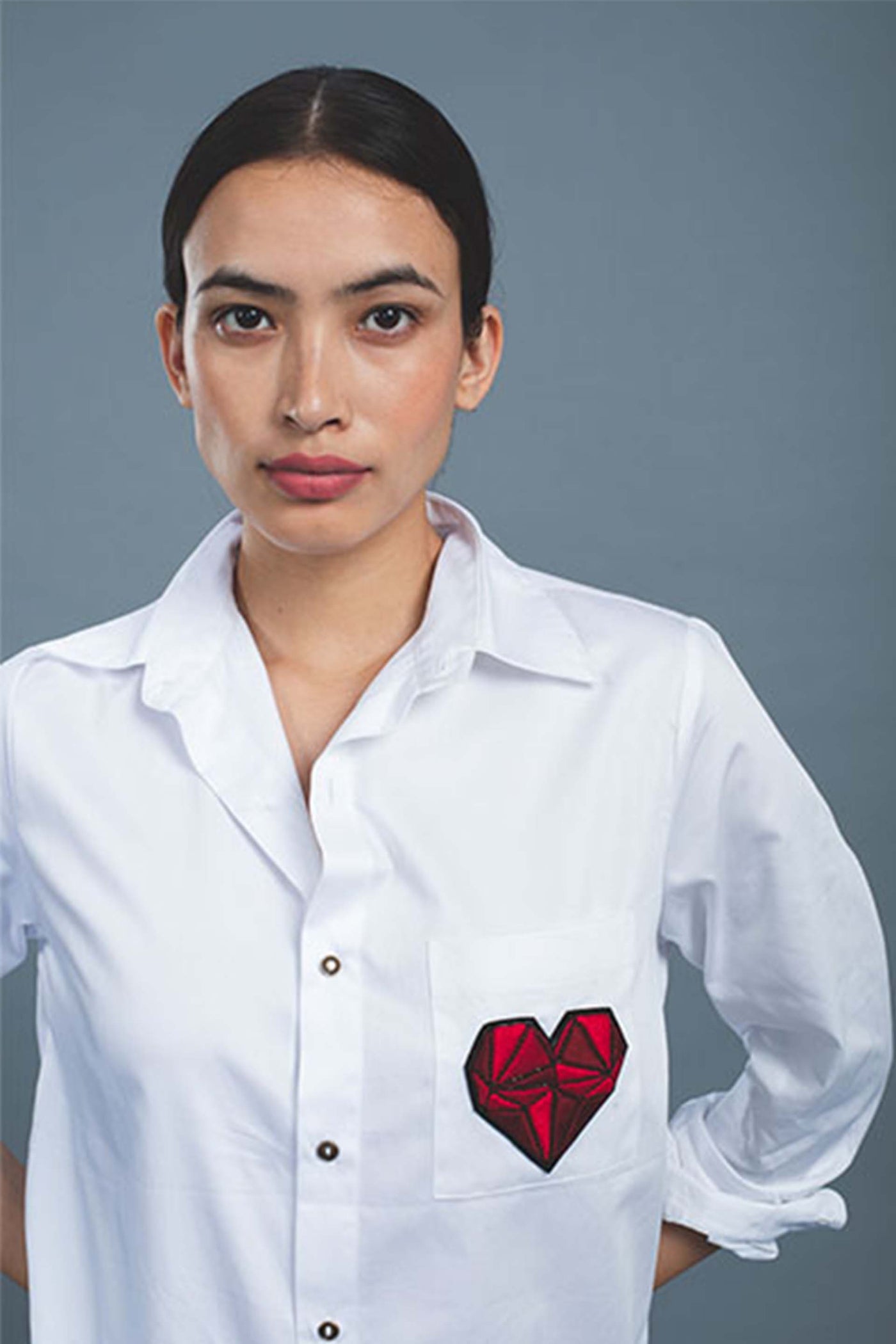 Pallavi swadi Geometric Heart White Shirt western indian designer wear online shopping melange singapore