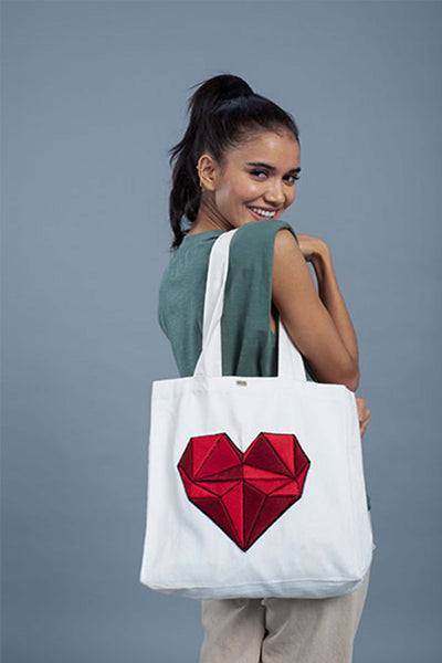 Pallavi swadi Geometric Heart Tote Bag accessories indian designer wear online shopping melange singapore