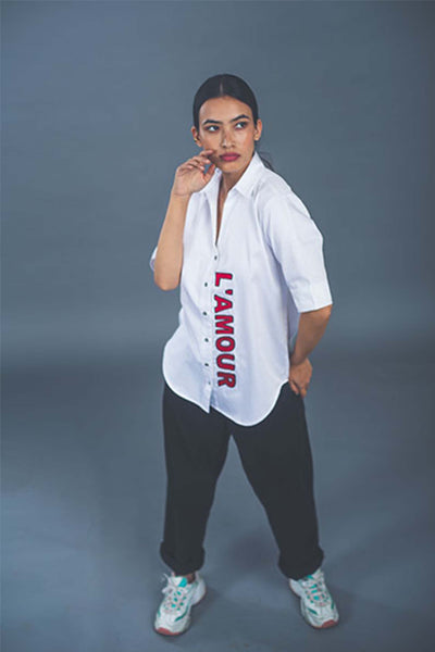 Pallavi swadi The L'AMOUR White Shirt western indian designer wear online shopping melange singapore