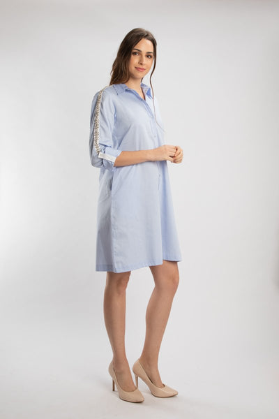 Sky Blue Swarovski Shirt Dress