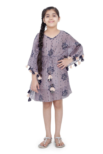 Payal singhal kids Purple Star Print Silkmul Kaftan girls day kidswear online shopping melange singapore indian designer wear