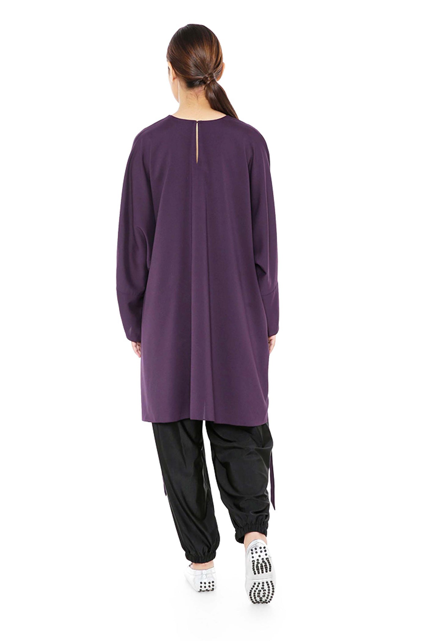 PayaL Singhal Purple Colour Thick Georgette High-Low Kaftan Tunic purple indian designer wear online shopping melange singapore