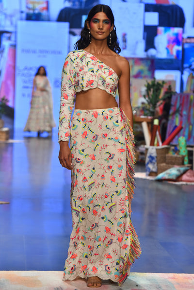 payal singhal Elsa Stone Georgette Embroidered Top And Skirt festive indian designer wear online shopping melange singapore