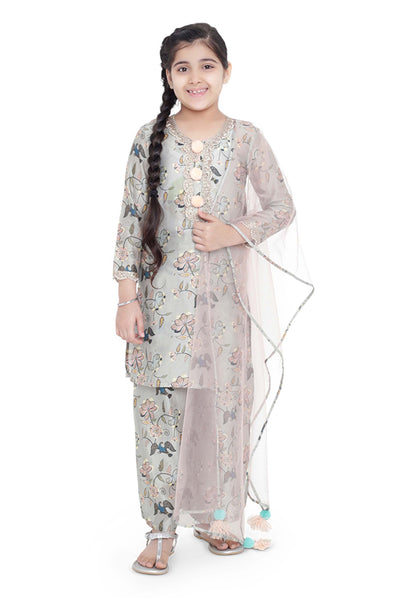 Payal singhal kids Bird Paradise Print Kurta And Palazzo Set festive kidswear online shopping melange singapore indian designer wear