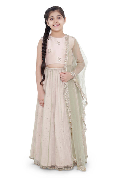 Payal singhal kids Blush Embroidered Lehenga Set girls festive kidswear online shopping melange singapore indian designer wear